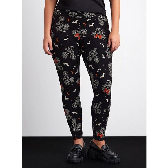 Torrid 3 (3X 22/24) Disney Mickey Mouse Spiderweb Bats Halloween Black Leggings - Picture 2 of 3